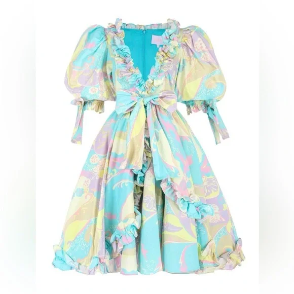 NWT Selkie Electric Lady Marie Dress - Colorful Ruffled Wrap Dress - Picture 4 of 4